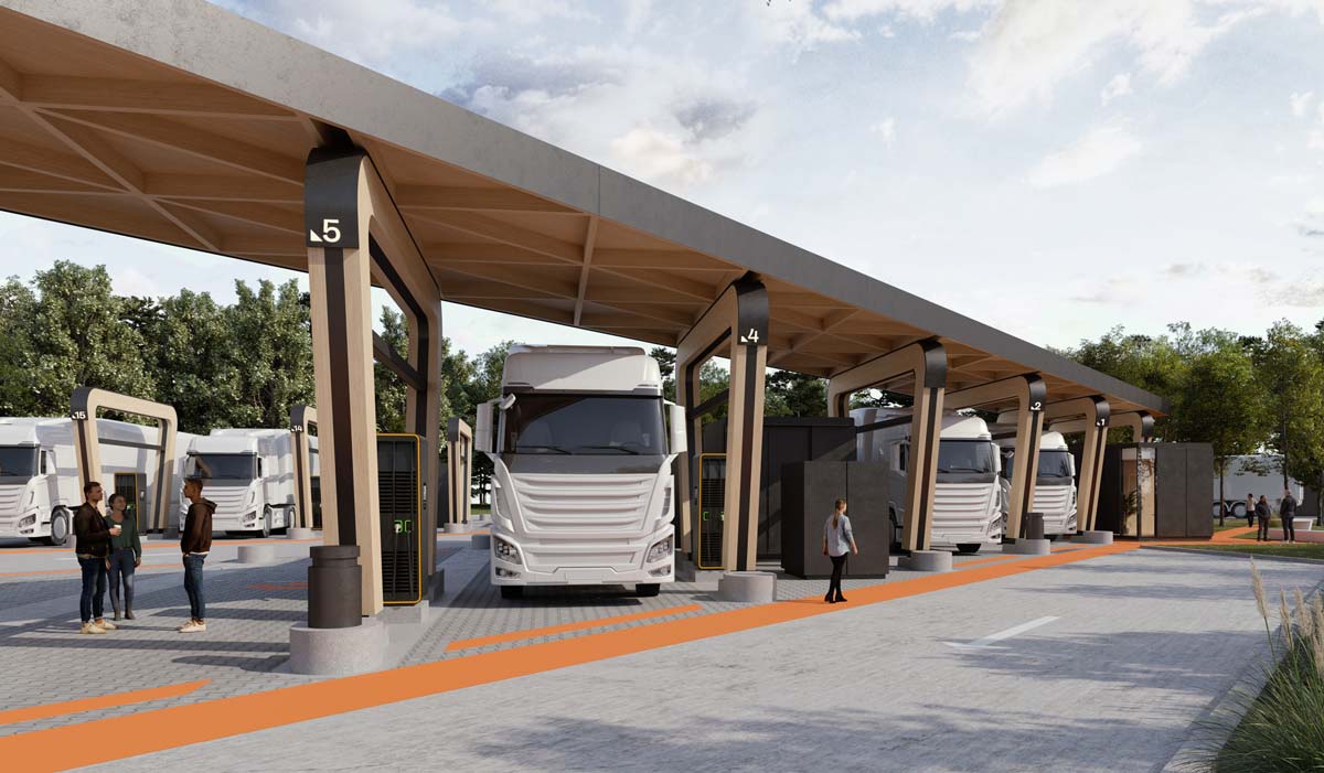 Volvo, Daimler och Traton bygger snabbladdare för el-lastbilar i Varberg